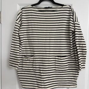 Hatch Black and Cream Striped Top